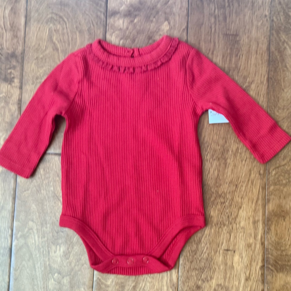 NWT Size 0-3 months Garanimals Red Long Sleeve Baby Bodysuit